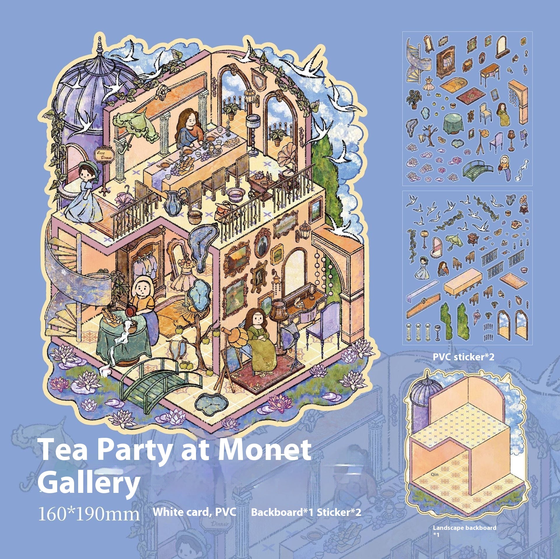 3D Flat Landscape Stickers Dreamland Island Series Vintage Oil Painting